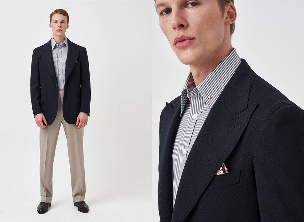 unstructured navy jacket