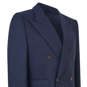 Navy Hopsack Double Breasted Blazer