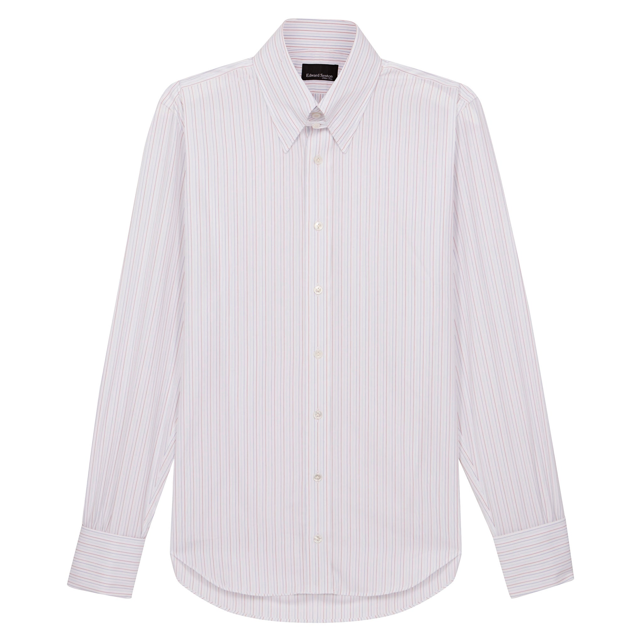 White with Red and Blue Striped Tab Collar Shirt – Edward Sexton