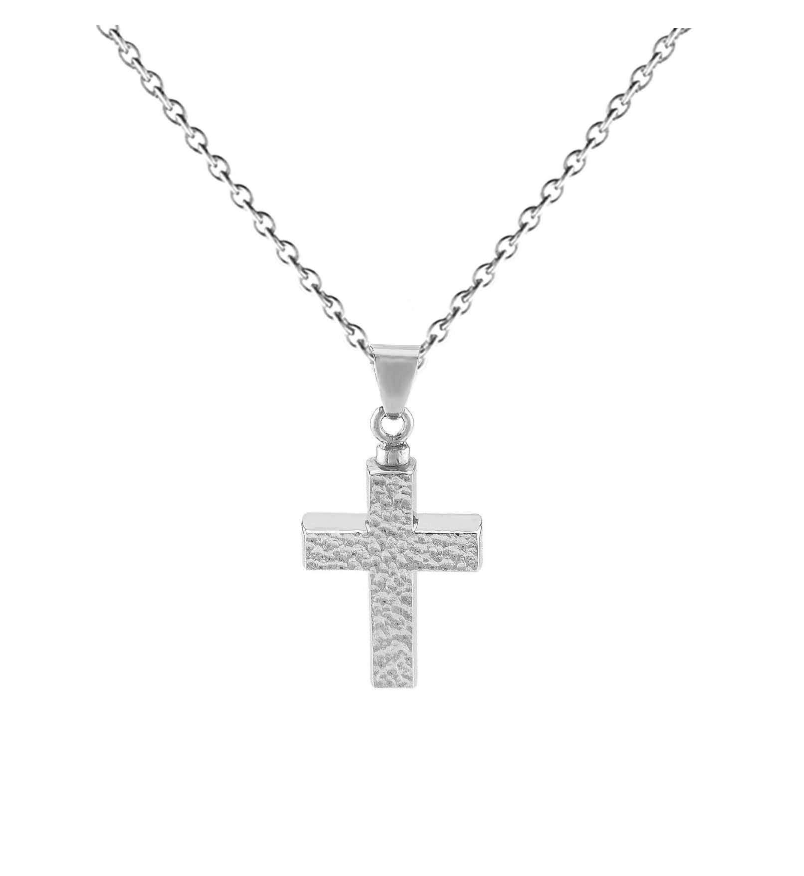 Hammered Cross Pendant Urn - Cremation Jewelry for Men