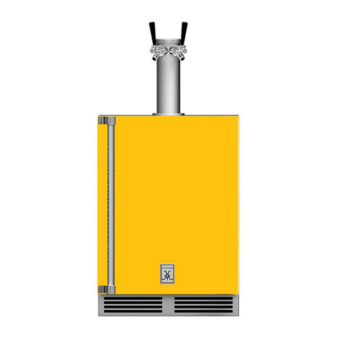 Hestan Double Faucet Beer Dispenser in Yellow for Outdoor Kitchens at Grillscapes
