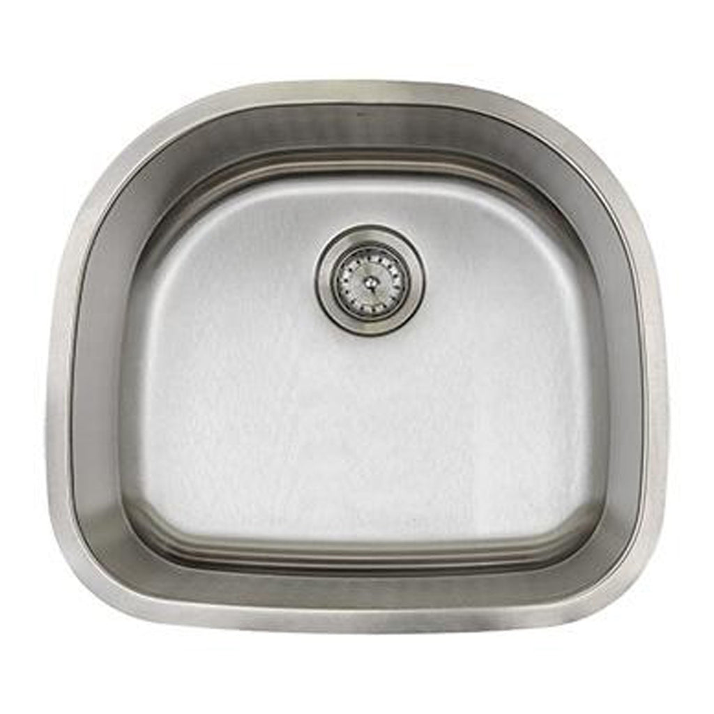 E2 Stainless 18 Gauge 23x21x9 Stainless Steel D Shaped Sink - M2421-18