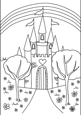 Kleurplaat van kasteel - Gratis voor Kinderen