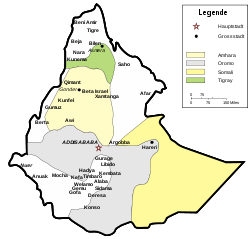 Language map of Ethiopia