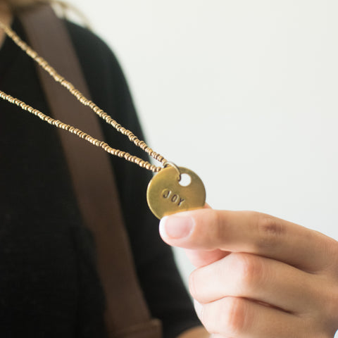 long brass joy necklace