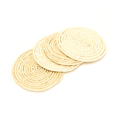 four woven coasters