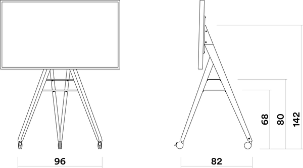 Technical drawing TV stand <tc>Front Row</tc>