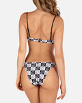 Women Smiley Check Reversible Scoop Bottom In Black/white, Size Small