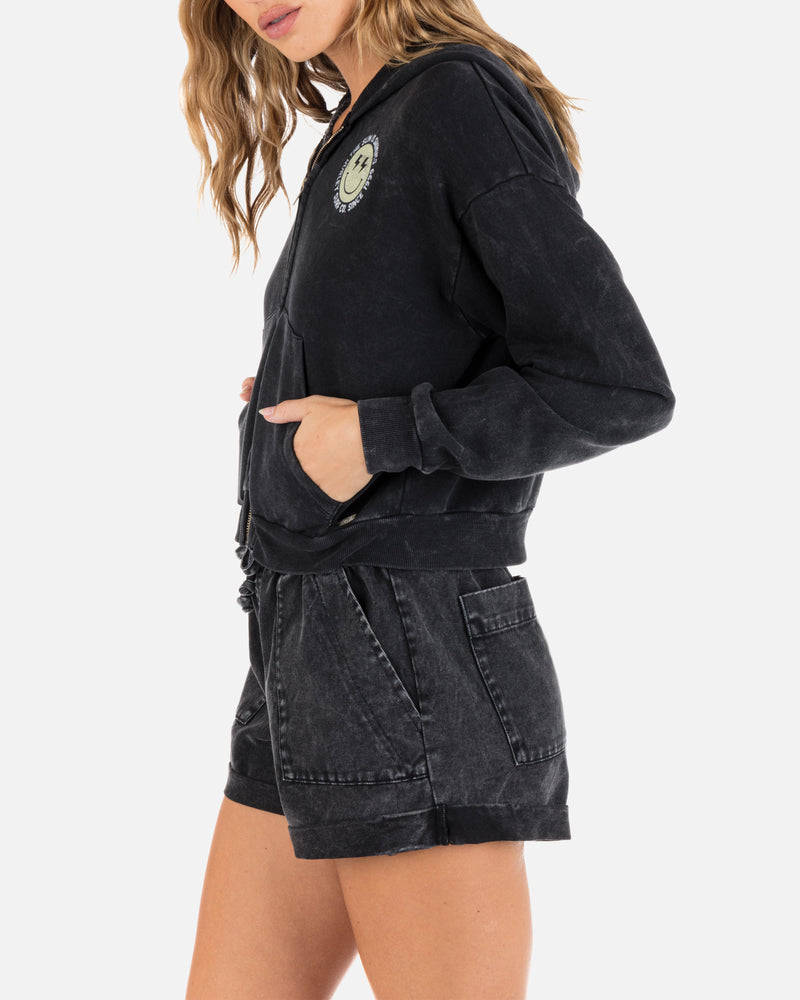 Black - SUNSHINE SMILEY ZIP-UP HOODIE | Hurley