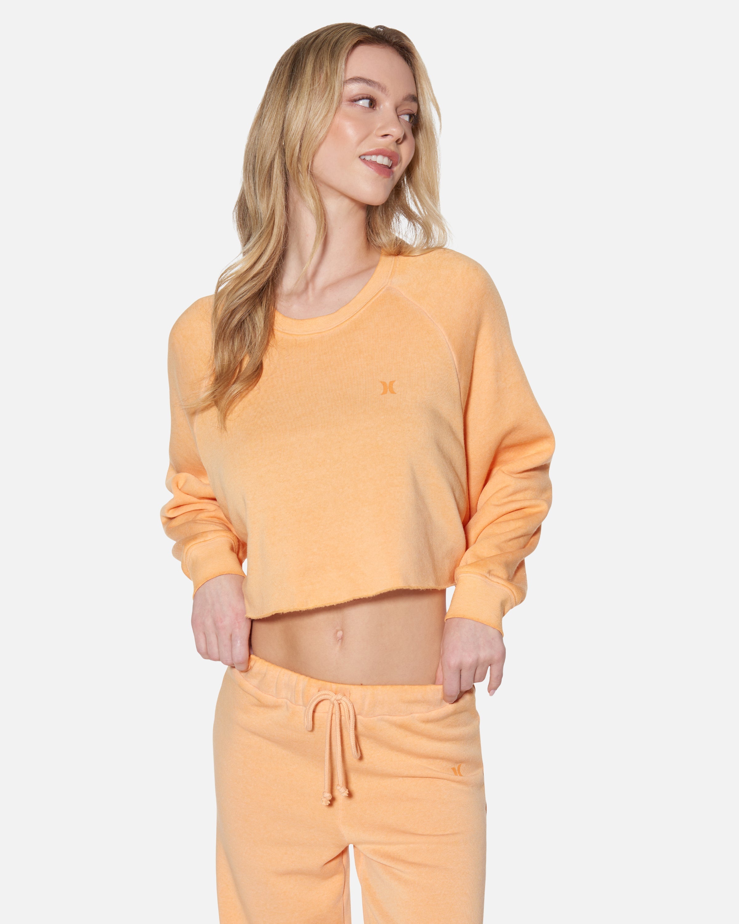 Shop Hyfve Women's Essential Burnout Fleece Crop Crewneck T-shirt In Orange