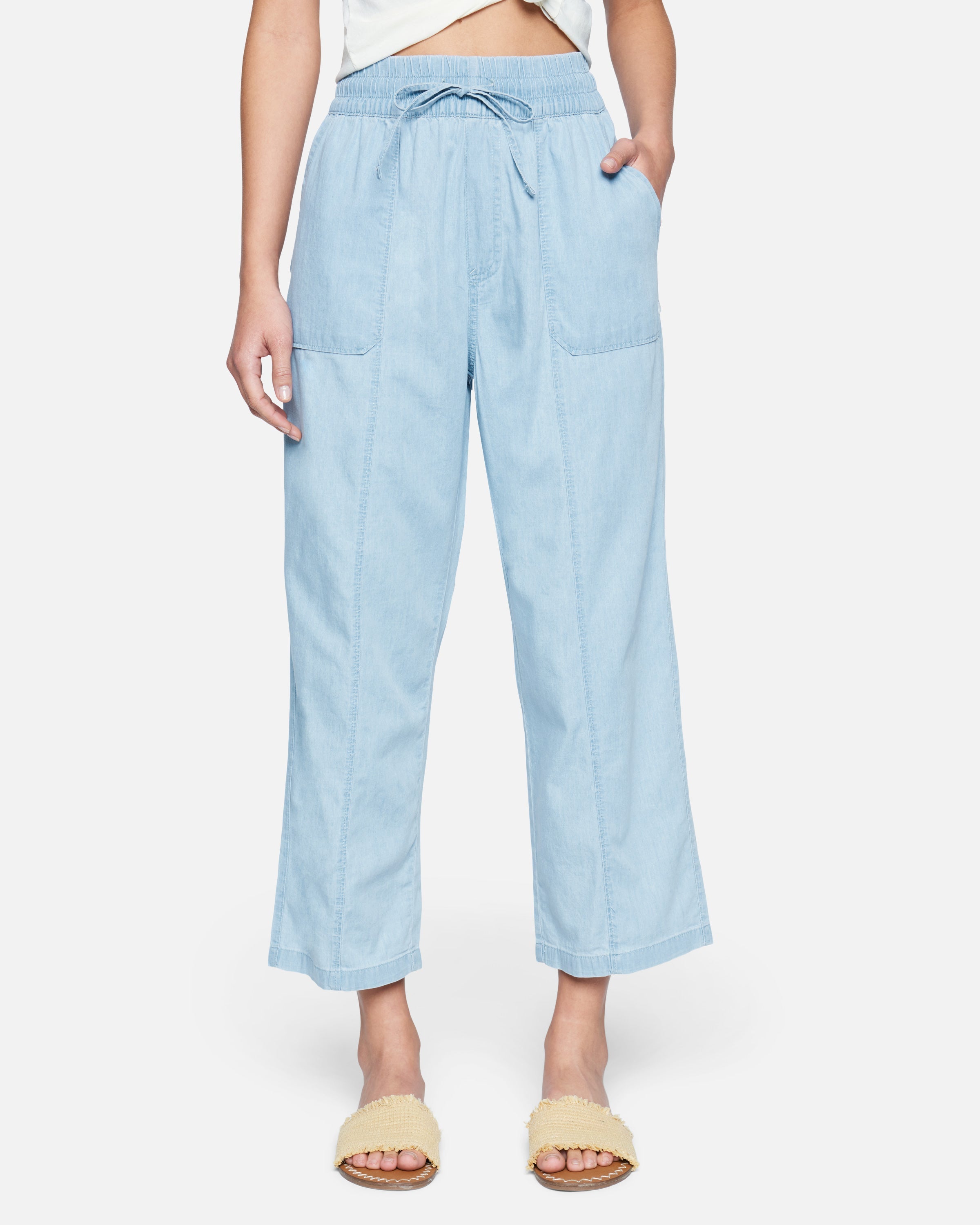 Hybrid Apparel Women's Chambray Utility Pants In New Age Bleach
