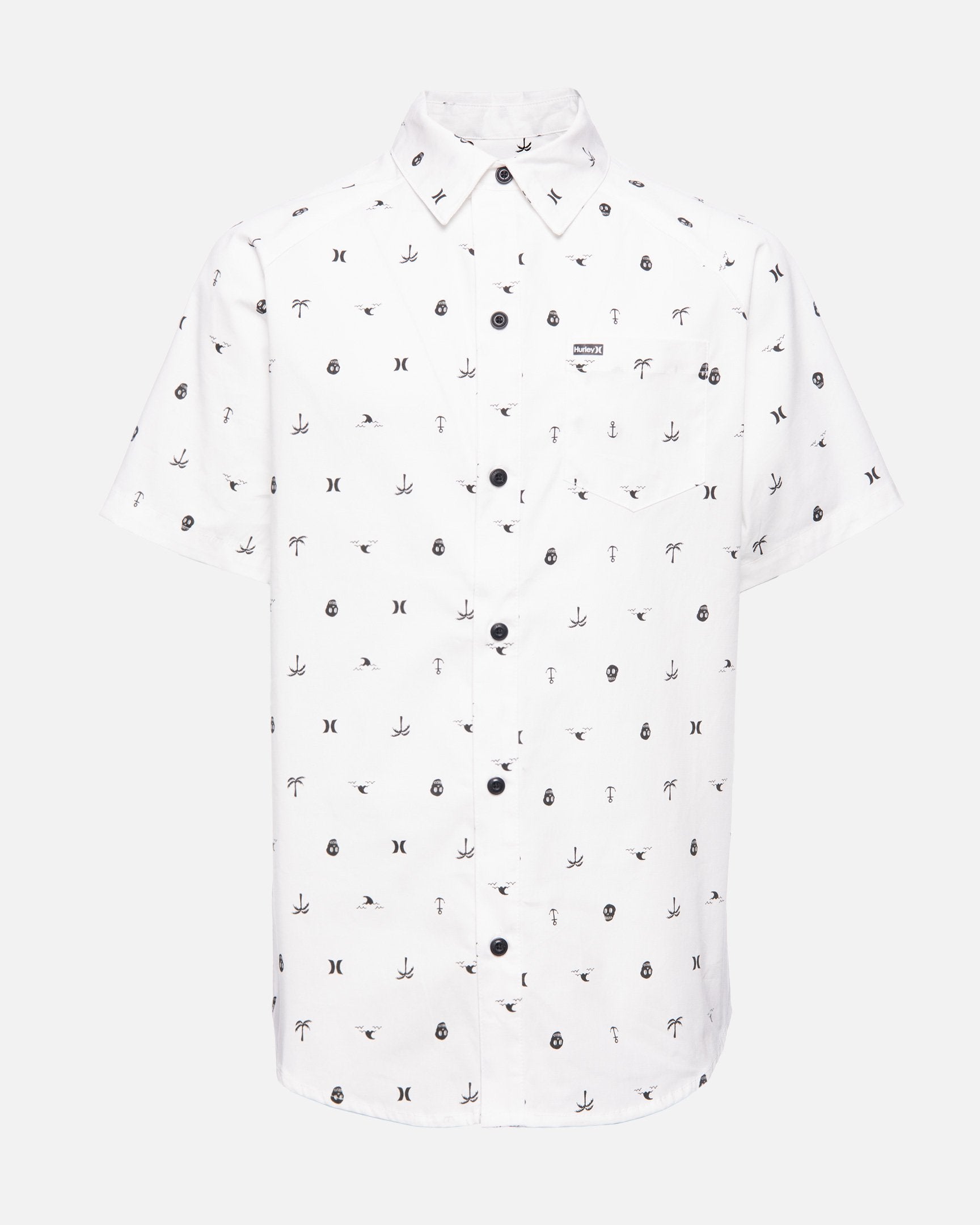 Boys' Printed Woven Top in White, Size Small