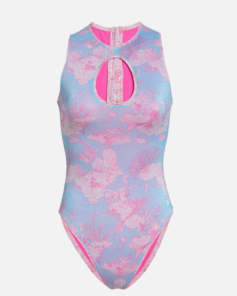 Float Your Boat Pink Multi Floral Square Neck One-Piece Swimsuit