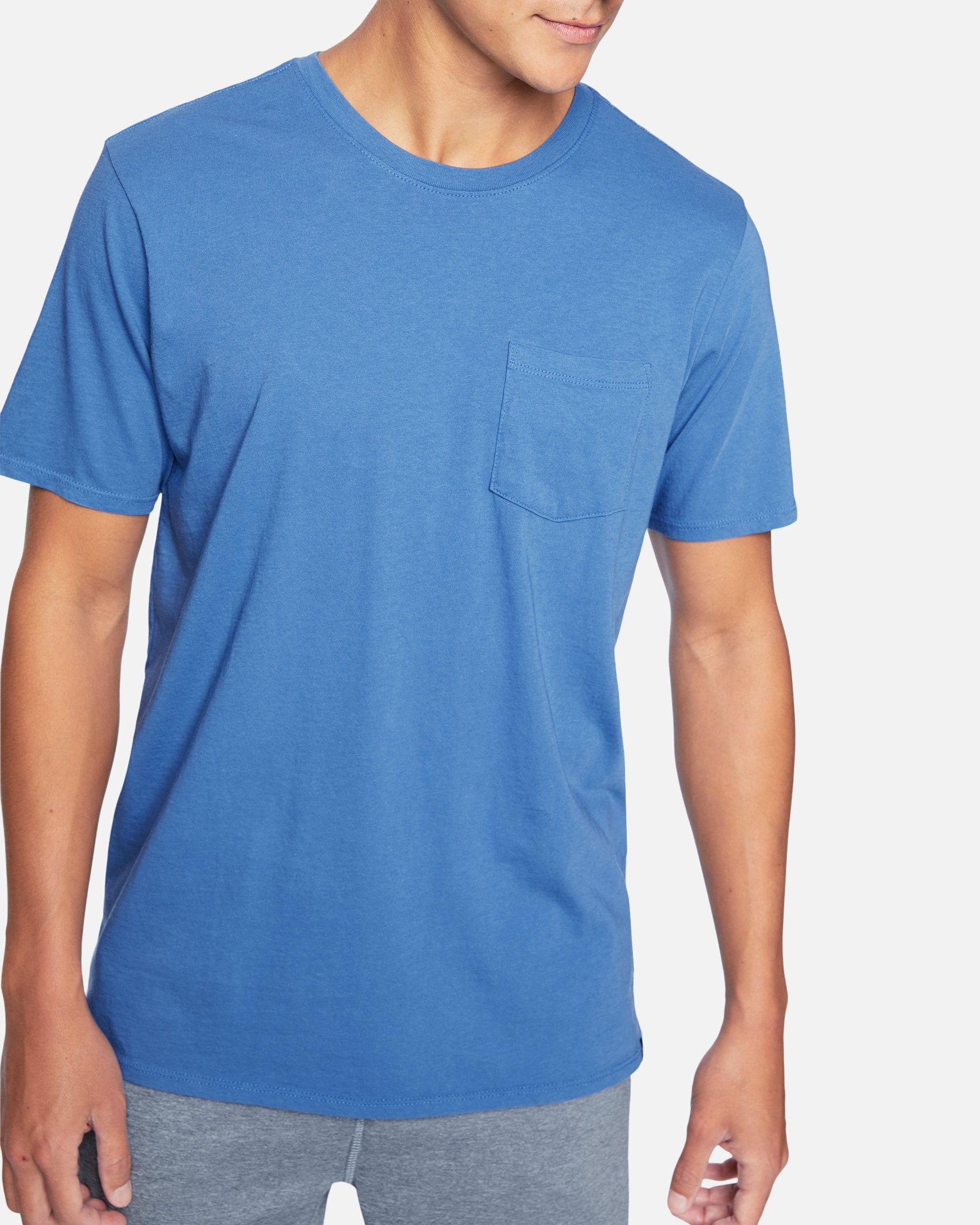 Men's Bnz Staple Pocket Short Sleeve T-Shirt in Stone Blue, Size Medium