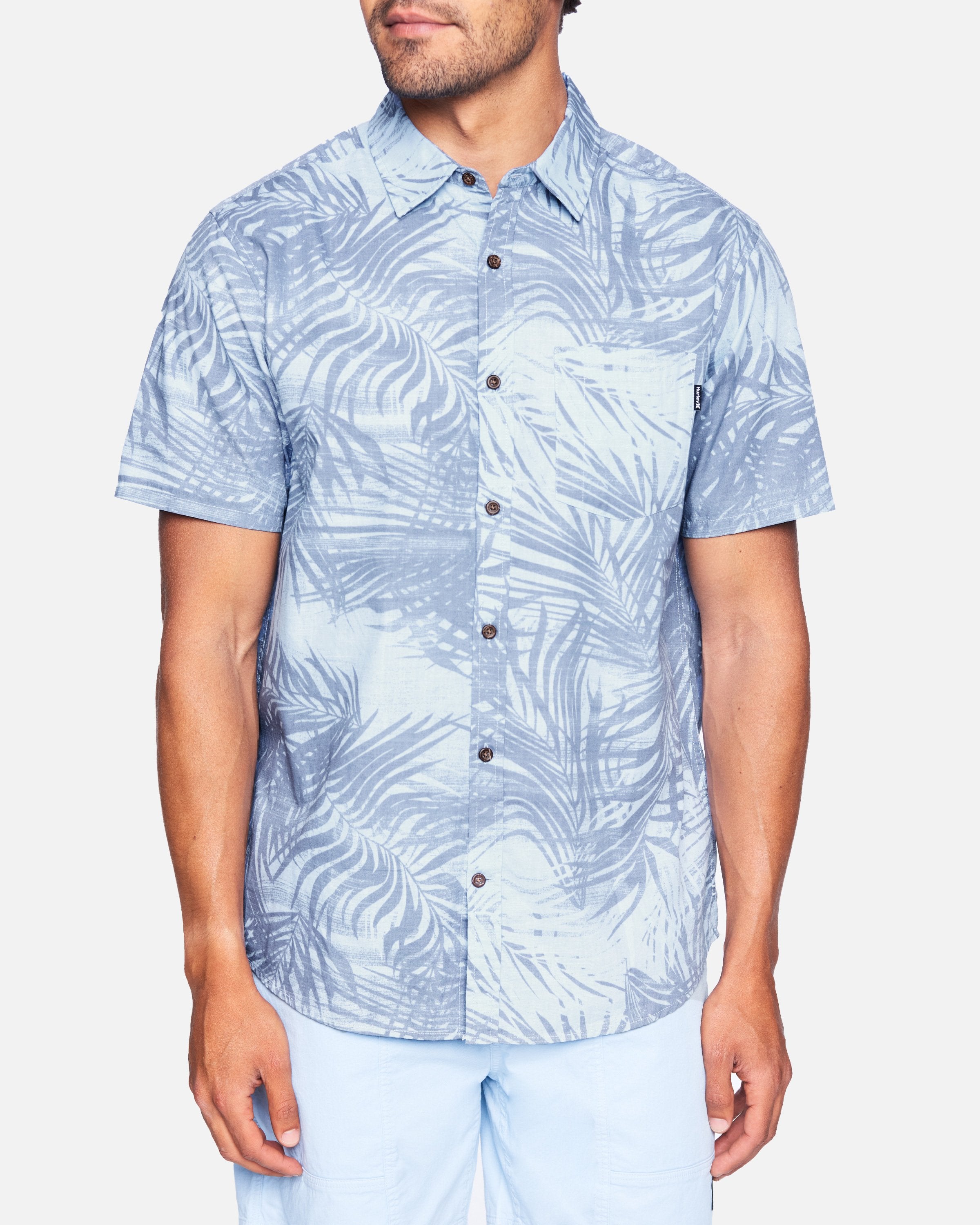 Men's Scan Palms Shirt in Psychic Blue, Size Small
