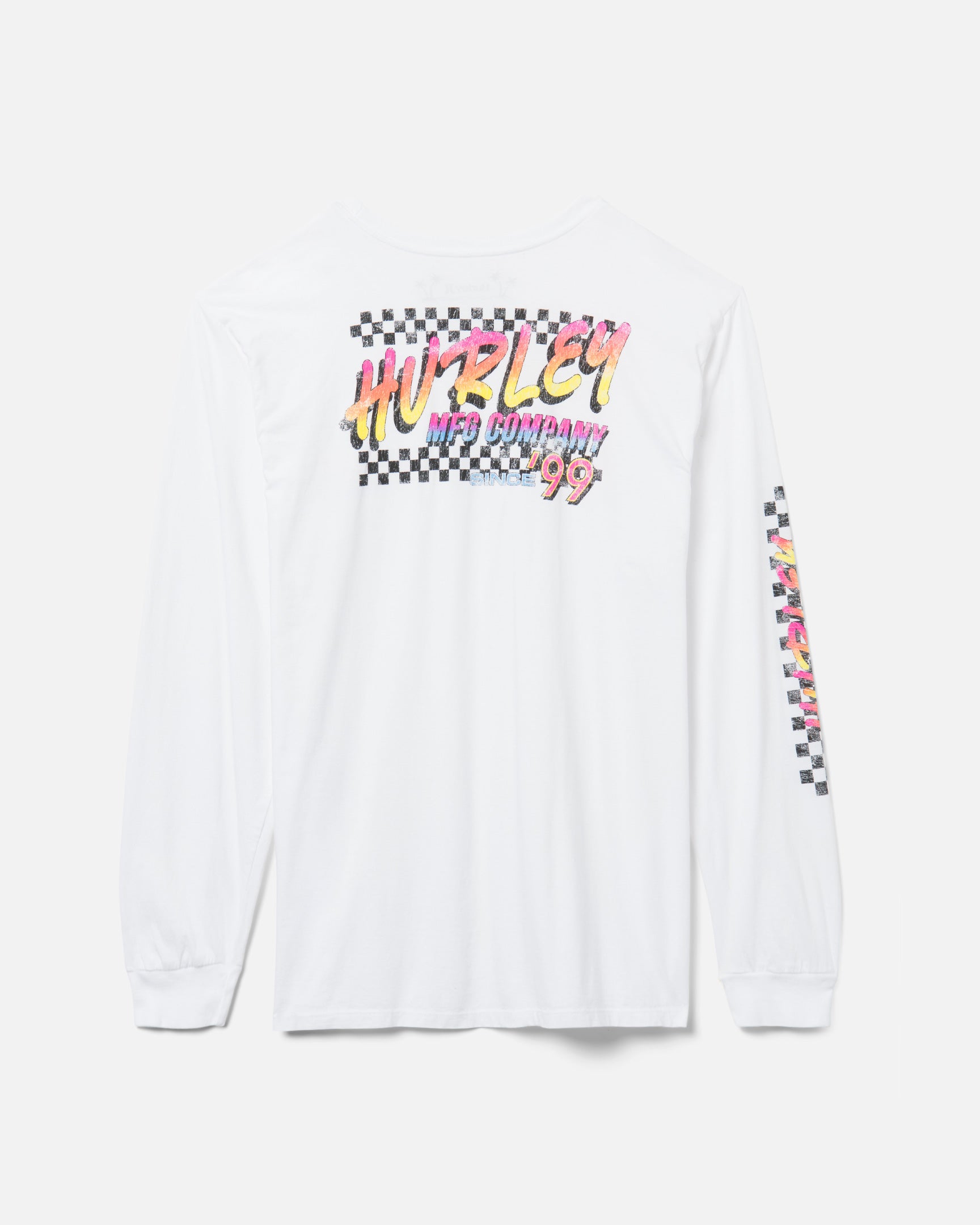 White - Everyday Washed Racer Script Long Sleeve T-Shirt | Hurley