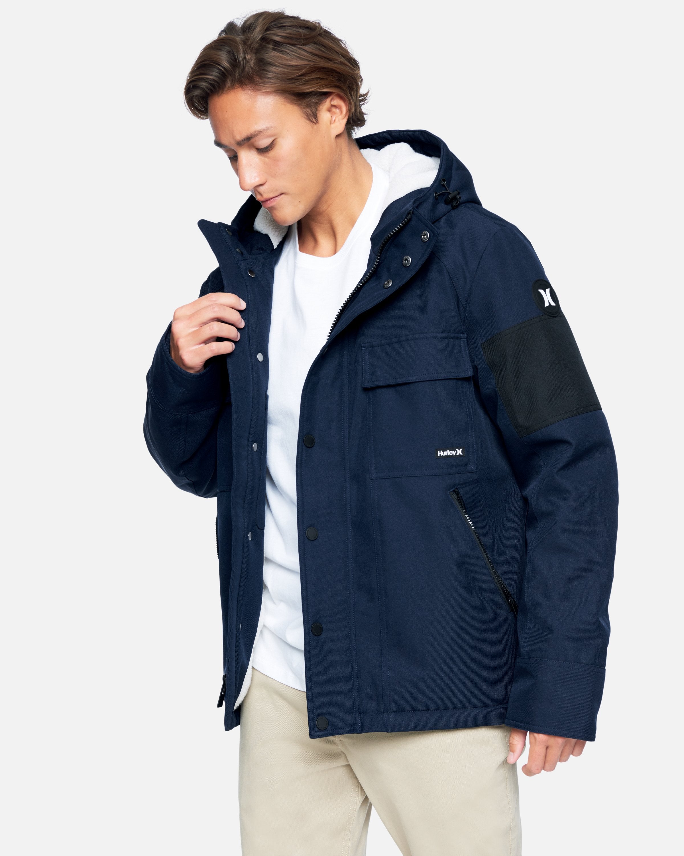 hurley men's outdoor hooded jacket