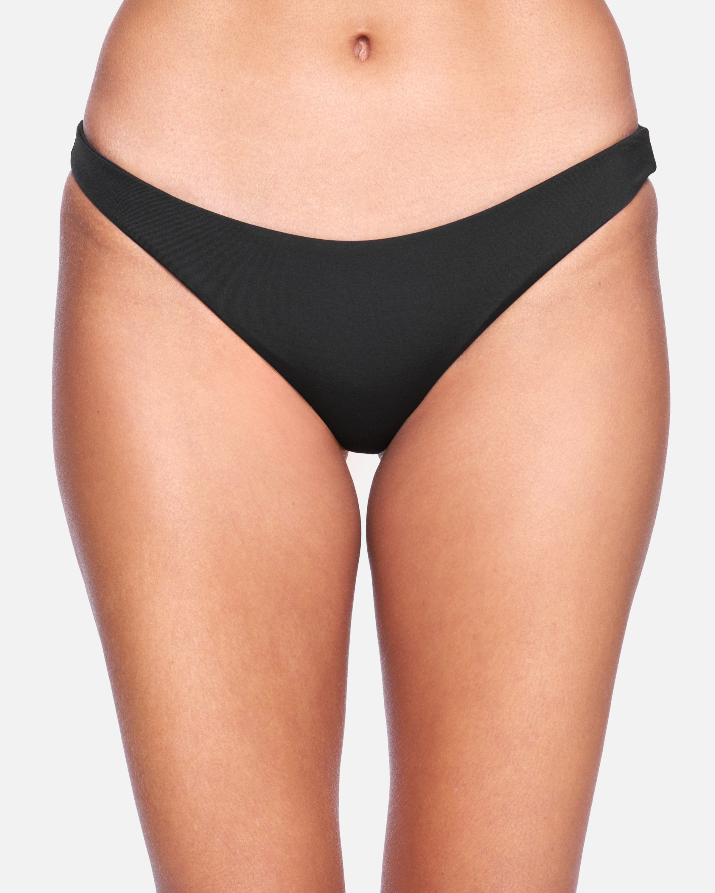 Black - Solid Moderate Bikini Bottom