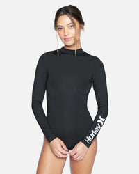 Black - One and Only Solid Long Sleeve Retro Surf Suit | Hurley