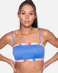 Women Retro Block Tube Bikini Top, Size Xs