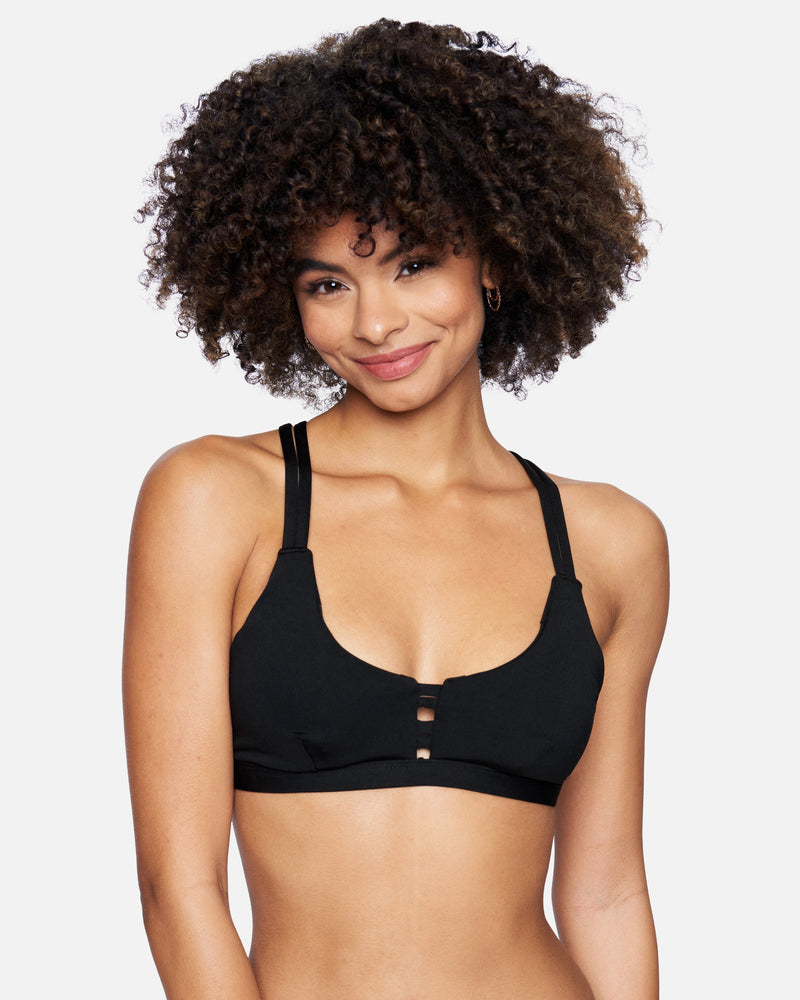 Black - Max Solid Scoop Bikini Top