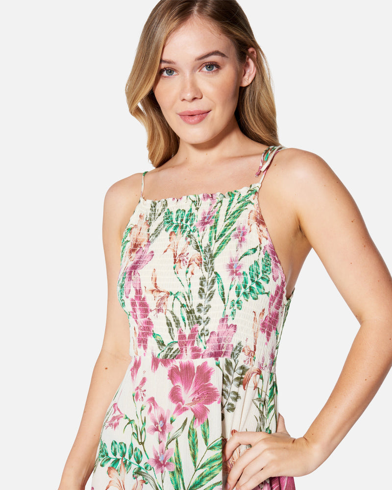 Hurley Sunset District Floral Print Scoop Neck Sleeveless Swing