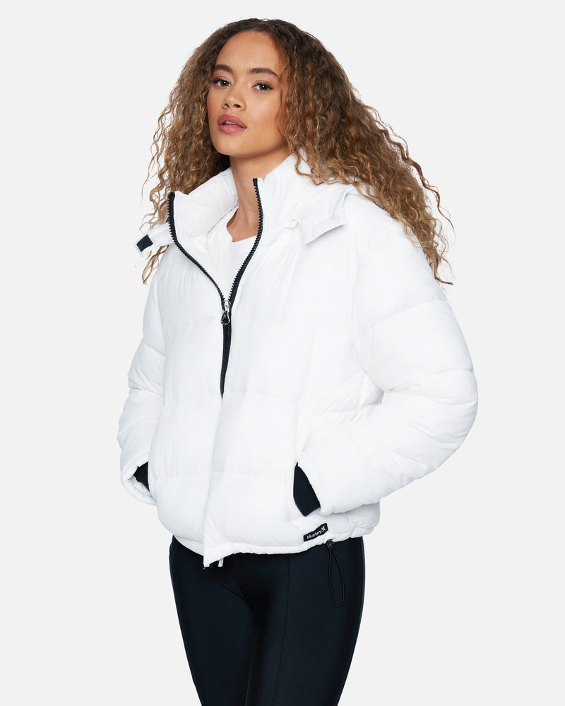 White Puffer Jacket - Hood Puffer Jacket - Removable Hood Jacket - Lulus
