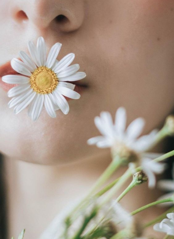 marguerite dans la bouche