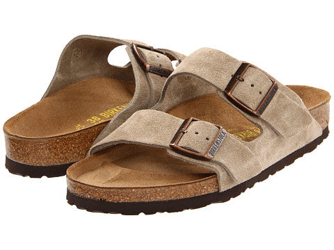 Birkenstock Arizona Taupe Suede Regular Footbed Sandal (Women