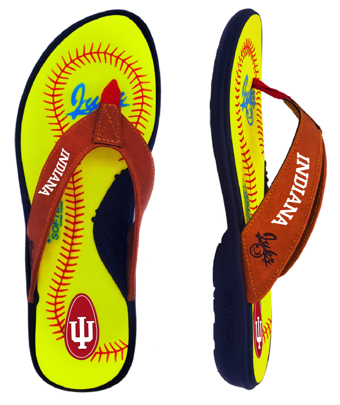 Indiana Hoosiers Softball Flip Flops 