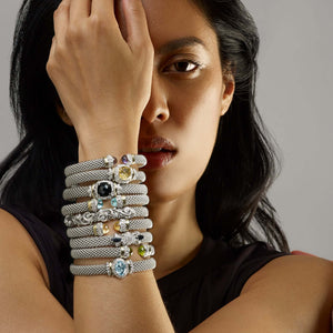 Silver & 18K Gold Cushion Cut Gemstone Bracelet | Phillip Gavriel