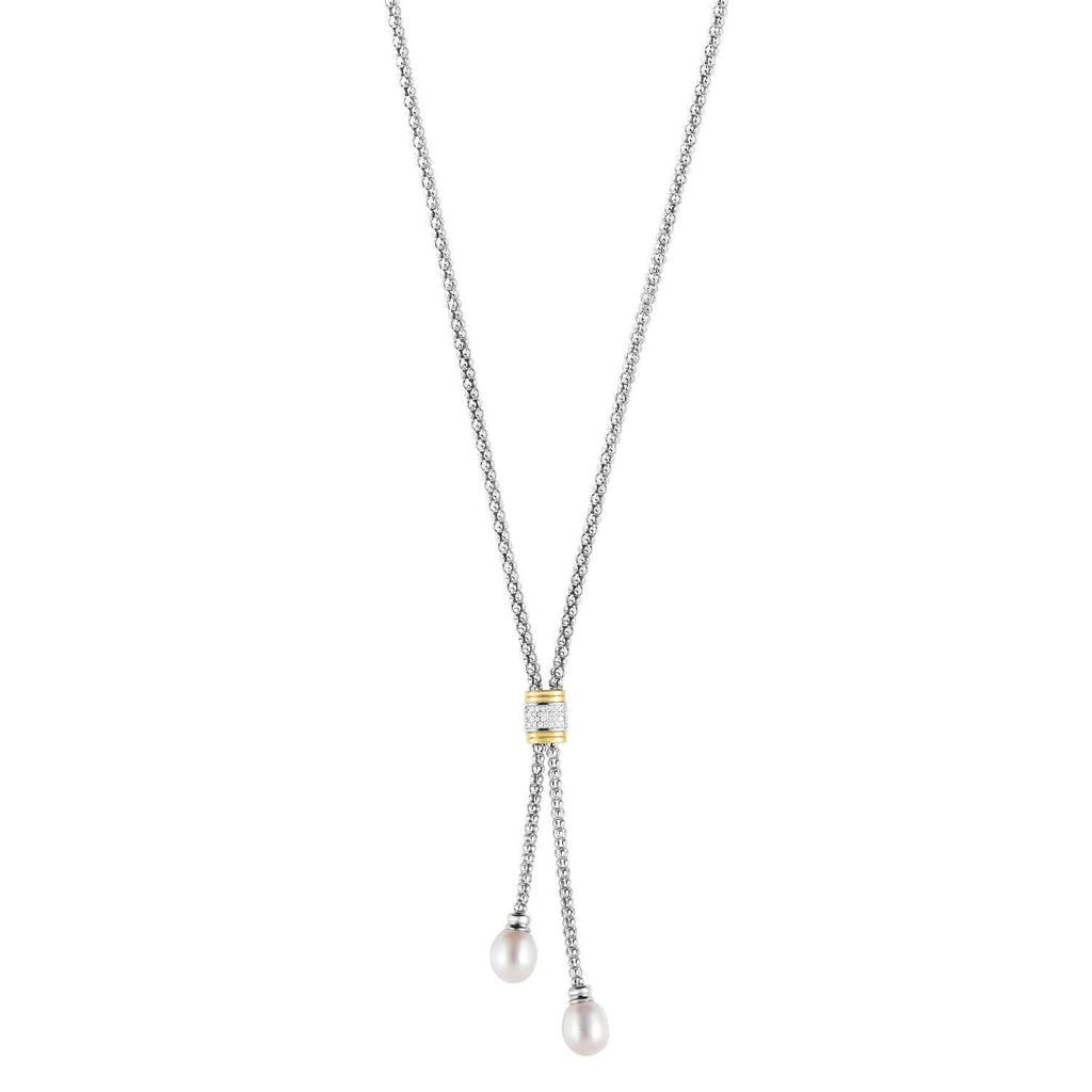 Silver & 18K Gold Diamond & Pearl Necklace | Phillip Gavriel