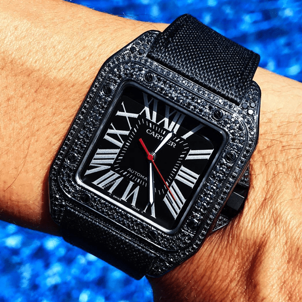 cartier santos black and gold