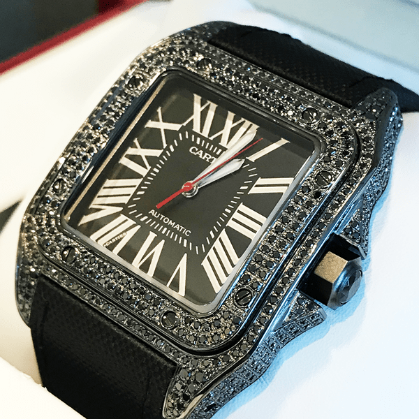 black diamond cartier watch
