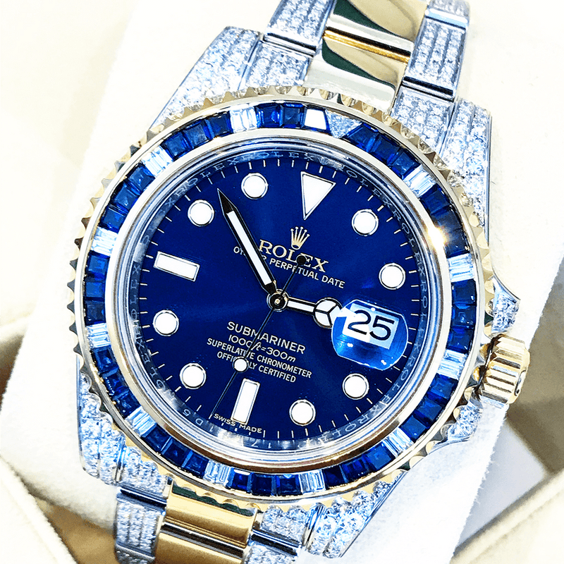 rolex submariner blue with diamonds