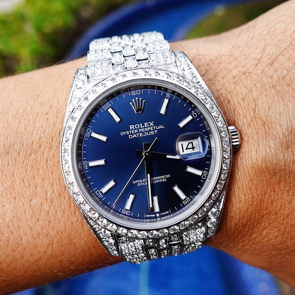 rolex datejust 41 blue dial jubilee diamond