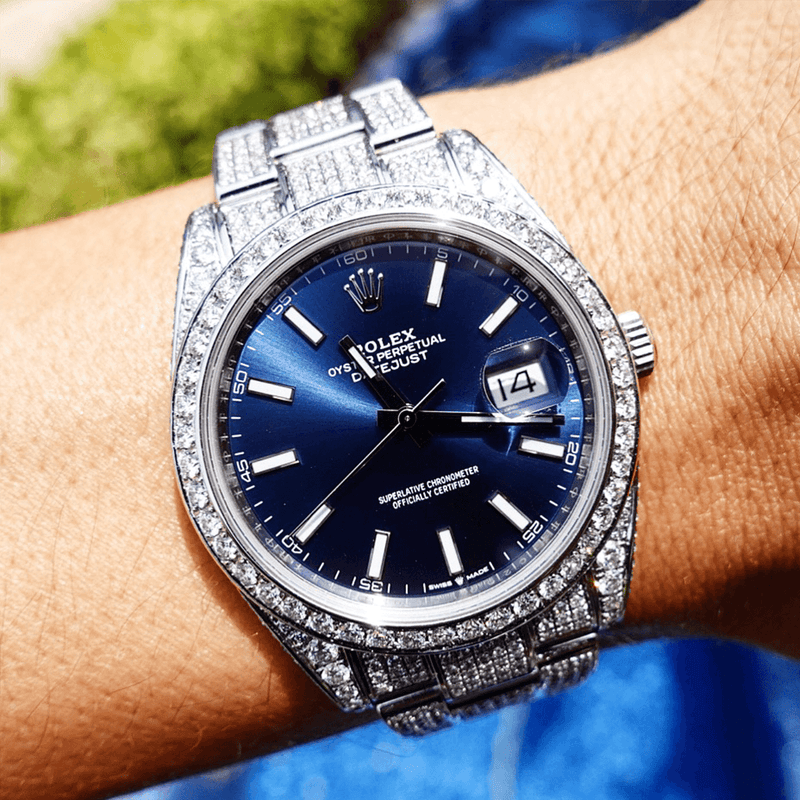 blue rolex with diamonds