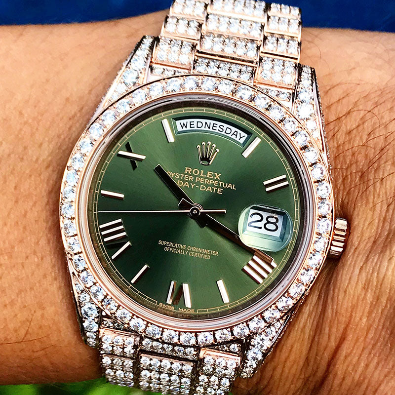 rolex day date rose gold diamond dial