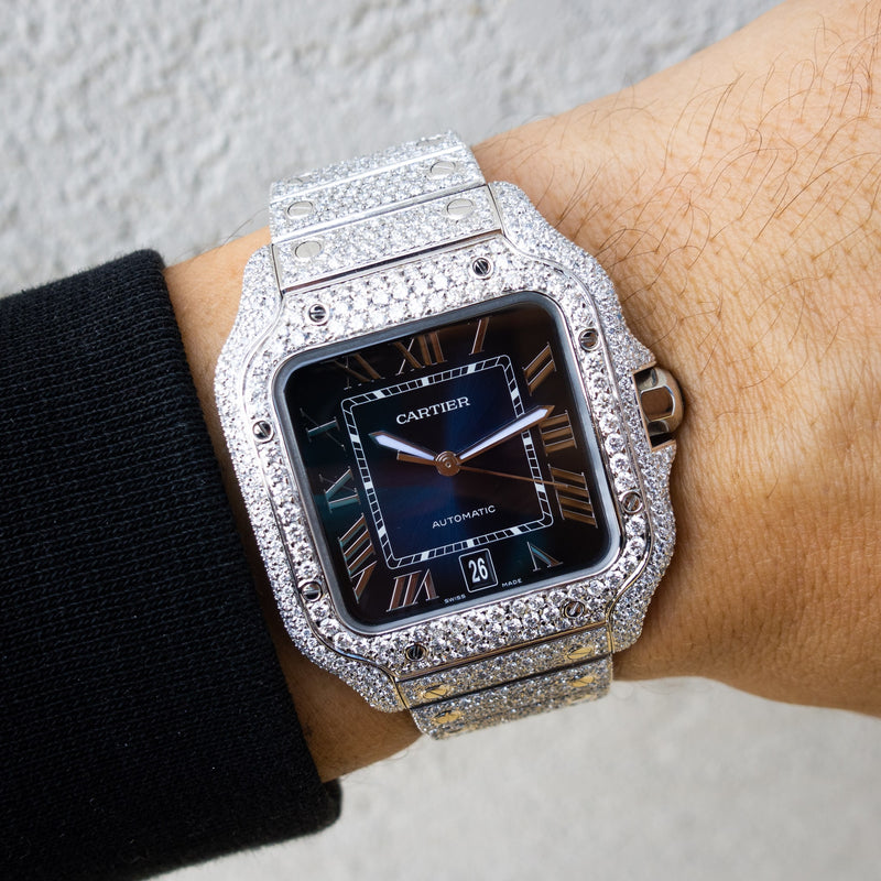 cartier mens watch with diamonds