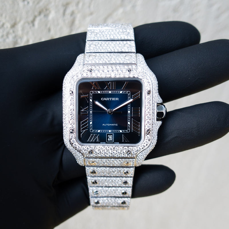 cartier mens watch with diamonds