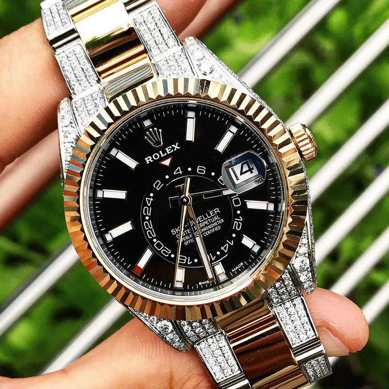 rolex sky dweller with diamonds