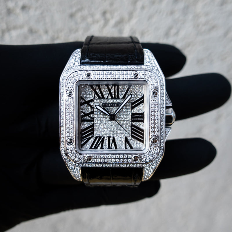 cartier mens watch with diamonds