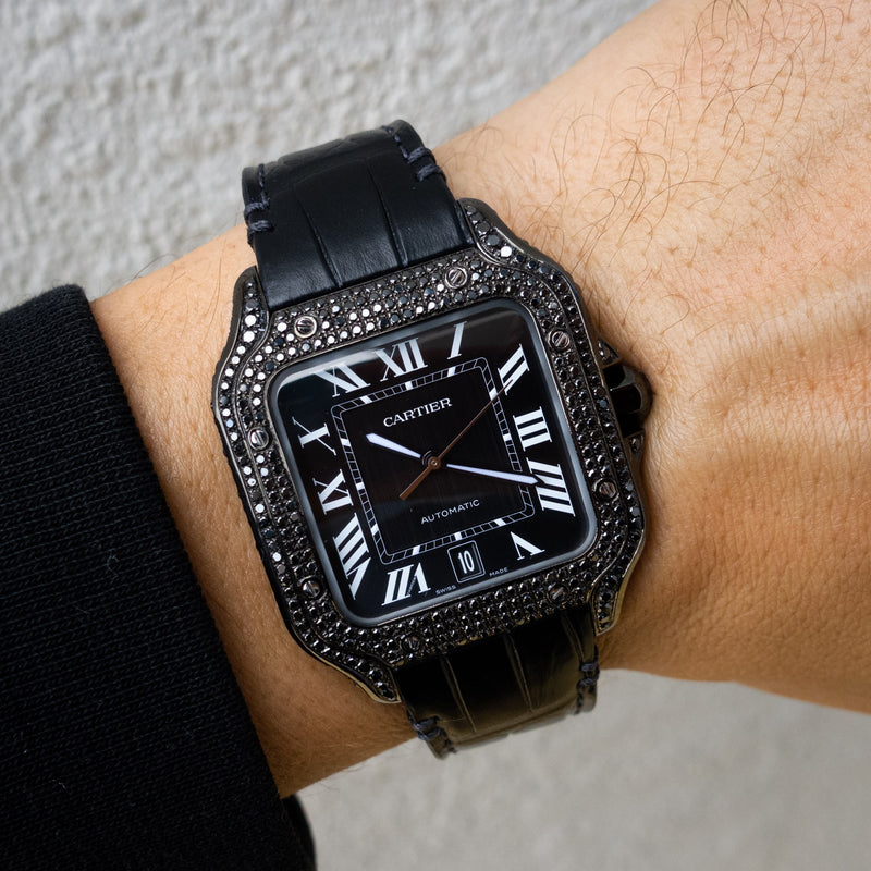 cartier watch santos black