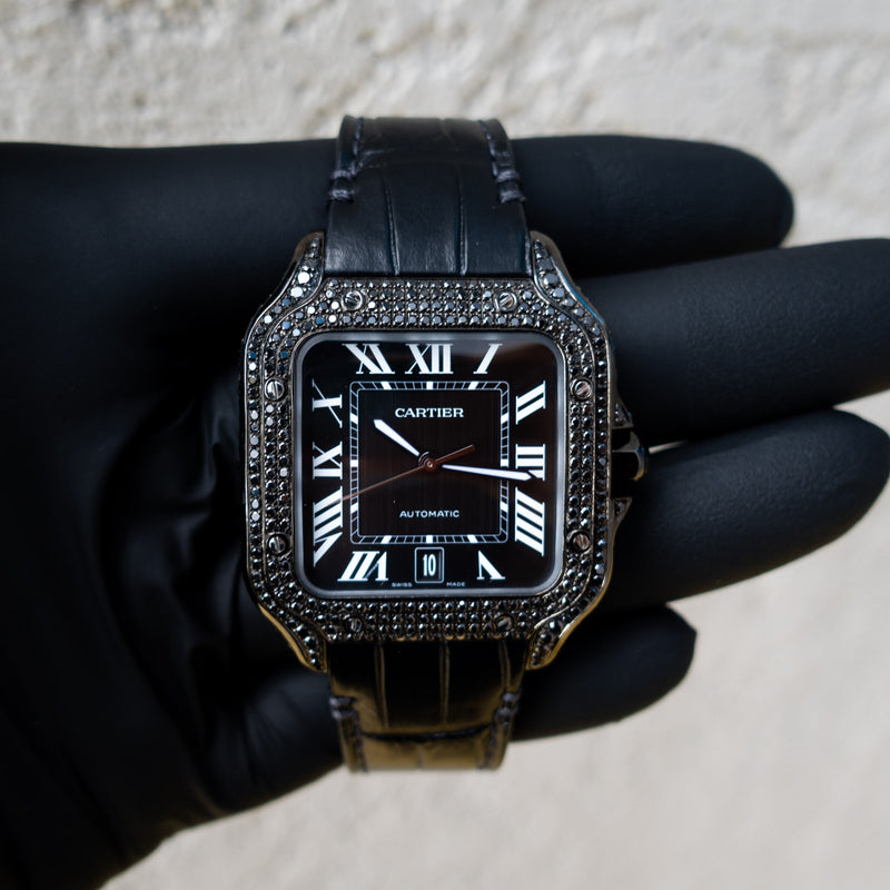 cartier santos diamond bezel