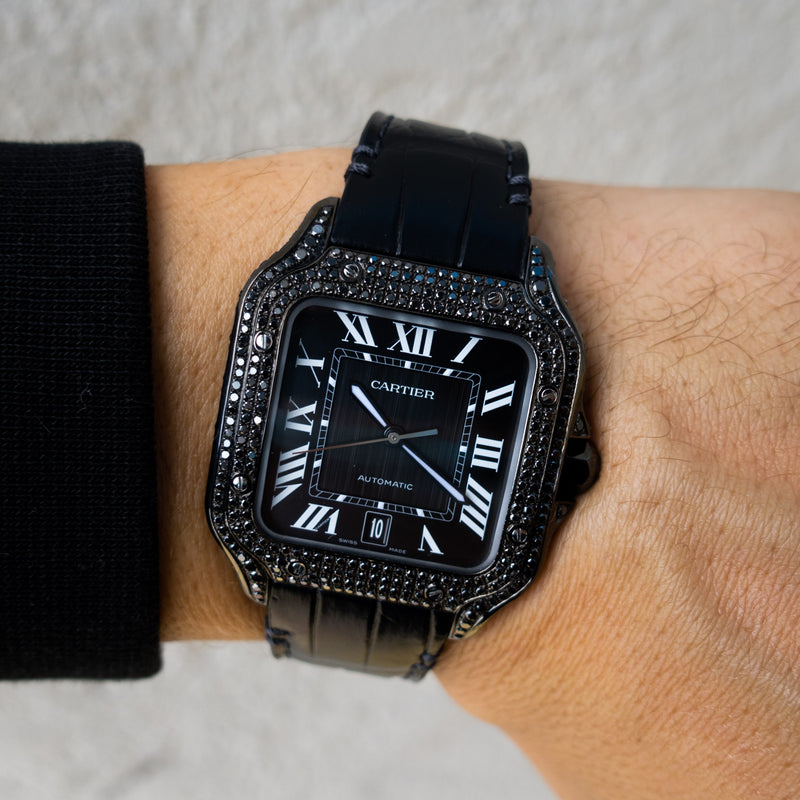 cartier black diamond watch