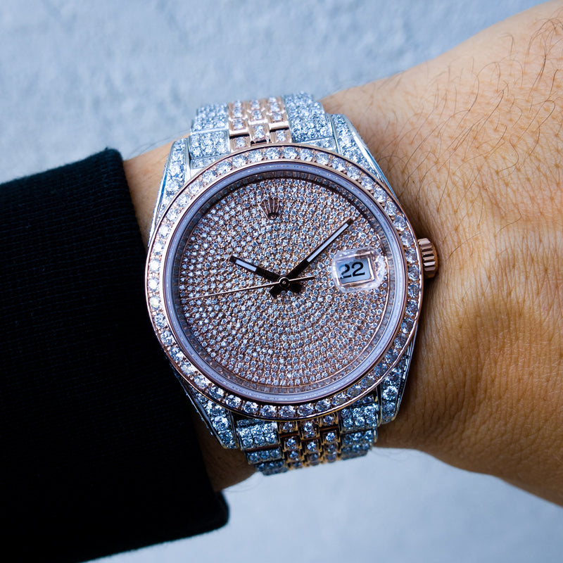 rolex diamond steel and 18ct everose gold