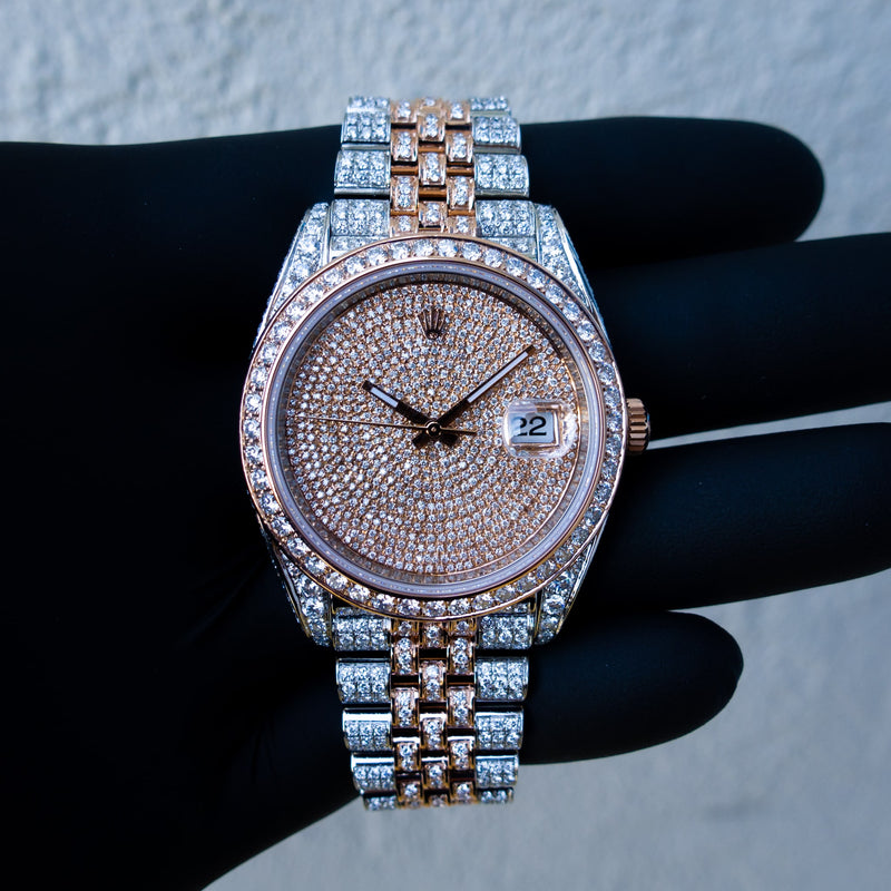 rolex rose gold datejust diamond bezel