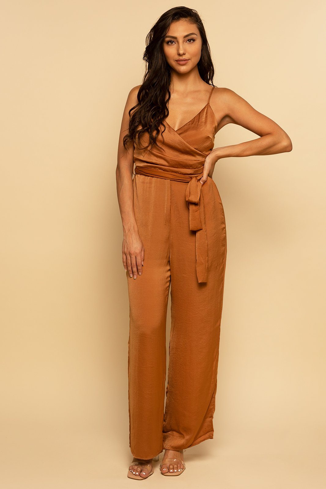 rust satin jumpsuit