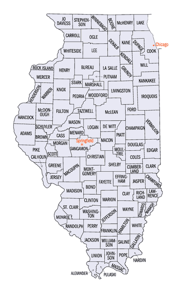 State map of Illinois