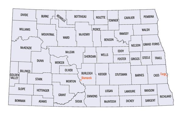 North Dakota State Map